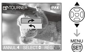 PANASONIC LUMIX DMC-FX12 - Appuyez sur / pour selectionner le sens de rotation de l'image, puis appuyez sur [MENU/SET]. - 1