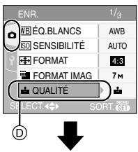 PANASONIC LUMIX DMC-FX12 - Appuyez sur / pour selectionner la rubrique du menu. - 1