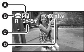 PANASONIC SDR-H250EF - Affichages à l'écran dans le mode d'enregistrement vidéo - 1