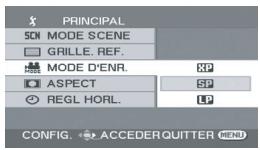 PANASONIC SDR-H250EF - Déplacer la manette vers le haut ou le bas pour sélectionner la rubrique désirée. - 1