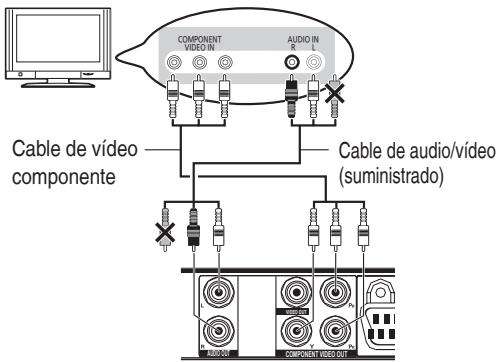 COMPONENT VIDEO IN AUDIO IN Cable de vídeo componente Cable de audio/vídeo (suministrado)