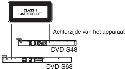 CLASS 1 LASER PRODUCT Achterzijde van het apparaat DVD-S48 DVD-S68