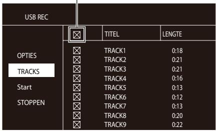 USB REC OPTIES TRACKS Start STOPPEN TITEL LENGTH TRACK1 0:18 TRACK2 0:21 TRACK3 0:21 TRACK4 0:16 TRACK5 0:13 TRACK6 0:12 TRACK7 0:13 TRACK8 0:20 TRACK9 0:22
