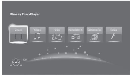 Blu-ray Disc-Player Videos Musik Folos Helmnetzwerk Netzwerkident Setup OK