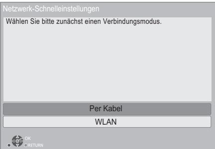 Netzwerk-Schnelleinstellungen Wählen Sie bitte zunächst einen Verbindungsmodus. Per Kabel WLAN