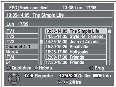THOMSON CB 1000 - Pendant l'affichage d'un programme DVB, appuyez sur [GUIDE]. - 1