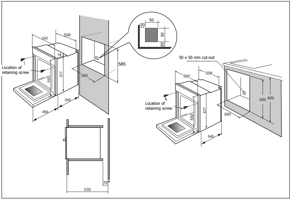 BRANDT FP411XN1 - Useful dimensions for installing your oven - 1
