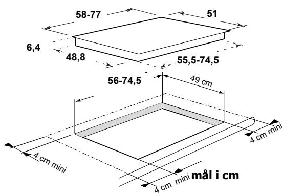 58-77 51 6,4 48,8 55,5-74,5 56-74,5 49 cm 4 cm mini 4 cm mini mål i cm
