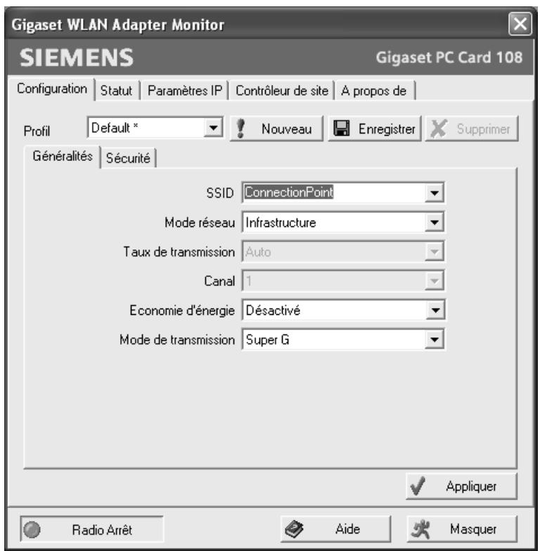 SIEMENS GIGASET PC CARD 108 - Configuration - généralités - 1