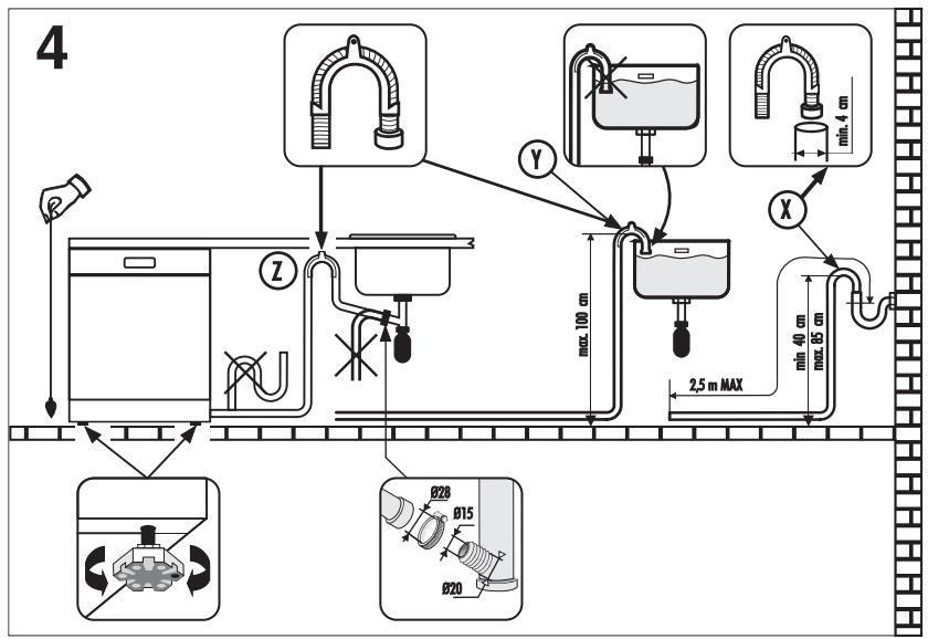 CANDY CDI 2212 - Connecting the outlet hose - 1