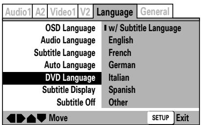 PIONEER DVJ-1000 - Einstellung der Sprache für DVD-Menüs (Expert-Modus) - 1