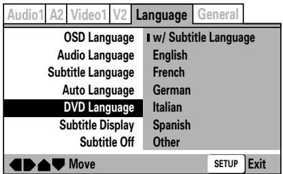 PIONEER DVJ-1000 - Réglage de "DVD Language" (mode Expert) - 1
