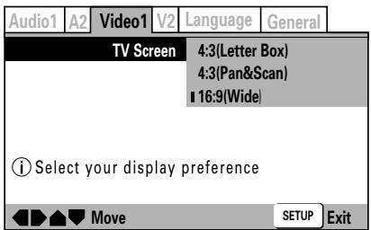 PIONEER DVJ-1000 - Réglage du rapport d'image pour le téléviseur - 1