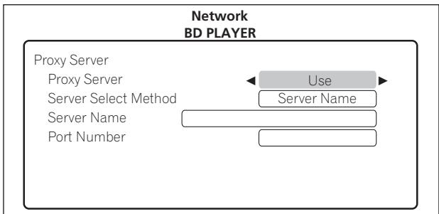 PIONEER BDP-LX91 - Sélectionnez et validez Use ou Not use dans Proxy Server. Utilisez / pour effectuer un choix, puis appuyez sur . - 1
