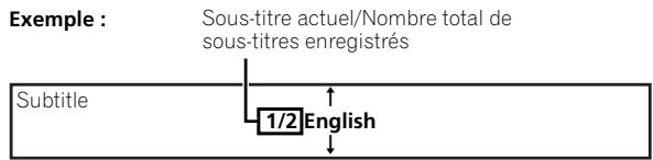 PIONEER BDP-LX91 - ▶ Pendant la lecture, appuyez sur SUBTITLE. - 2