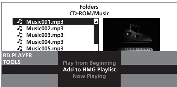 PIONEER BDP-LX52 - Sélectionnez Add to HMG Playlist. - 1