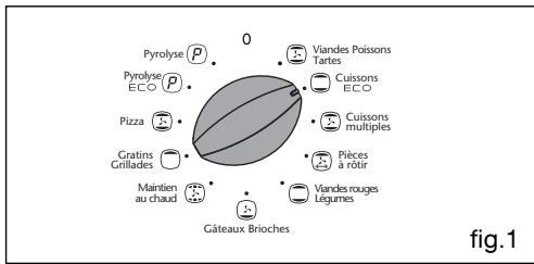 Pyrolyse P Pyrolyse ECO Pizza Gratins Grillades Maintien au chaud Gâteaux Brioches 0 Viandes Poissons Tartes Cuissons ECO Cuissons multiples Pièces à rôtir Viandes rouges Légumes fig.1