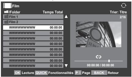TOSHIBA SL-833 - Visionnage de fichiers vidéo (sur le serveur DLNA CERTIFIED™ ou le périphérique USB) - 1