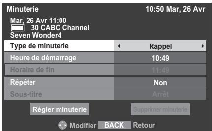 Minuterie 10:50 Mar, 26 Avr Mar, 26 Avr 11:00 30 CABC Channel Seven Wonder4 Type de minuterie Rappel Heure de démarrage 10:49 Horaire de fin 11:49 Répéter Non Sous-titre Arrêt Régler minuterie Supprimer minuterie Modifier BACK Retour