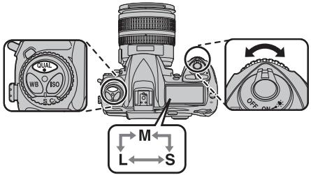 FUJIFILM FINEPIX S5 PRO - Réglage de la taille d'image à l'aide de la touche QUAL et de la molette de commande secondaire - 1