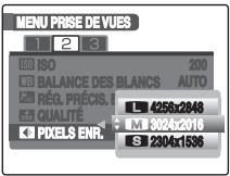 FUJIFILM FINEPIX S5 PRO - Réglage de la taille d'image dans le [MENU PRISE DE VUES] - 1