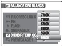 FUJIFILM FINEPIX S5 PRO - Réglage de la température de couleurs dans le [MENU PRISE DE VUES] - 1