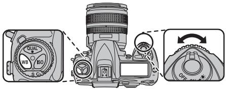 FUJIFILM FINEPIX S5 PRO - Réglage de la balance des blancs prédéfinie à l'aide de la touche WB et des molettes de commande - 1