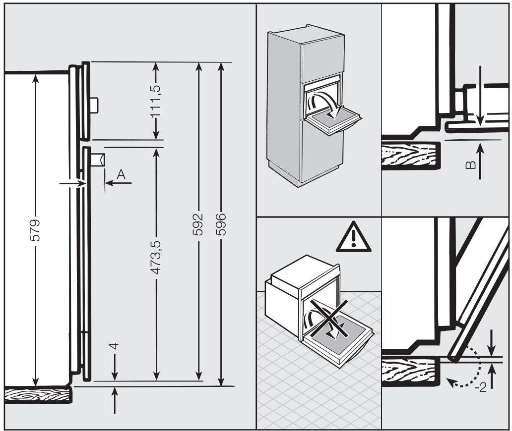 MIELE HYDRACOOK - Cotes détaillées de la façade du four - 1