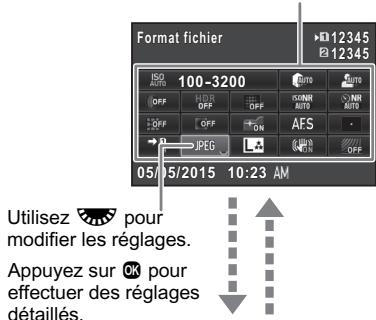 PENTAX K-3 II - Utilisation du panneau de contrôle - 1