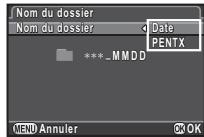 PENTAX K-3 II - Sélectionnez un nom de dossier et appuyez sur - 1