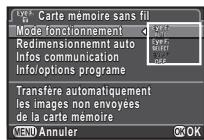 PENTAX K-3 II - Sélectionnez [mode fonctionnement]. - 1
