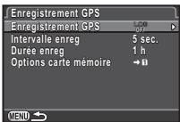 PENTAX K-3 II - Enregistrement du trajet de l'appareil (enregistrement GPS) - 1