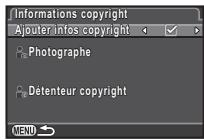 PENTAX K-3 II - Utilisation « pour définir [ajouterinfoscopyright] - 1