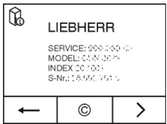 LIEBHERR SERVICE: 909-950-9 MODEL: CUN 3678 INDEX 20/1001 S-Nr.: 18/50/7011 ← © >