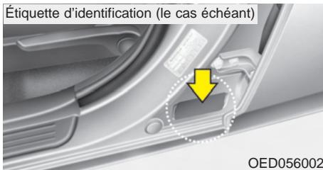 KIA - Étiquette d'homologation du vehicule (le cas échéant) - 1