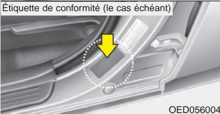 KIA - Étiquette d'homologation du vehicule (le cas échéant) - 2