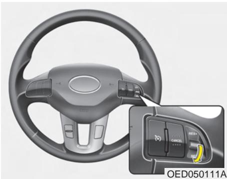 KIA - Pour augmenter la vitesse du régulateur de vitesse : - 1