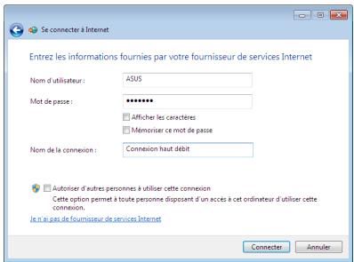 ASUS EEEBOX PC EB1033-B012G, EEEBOX PC EB1033-B014E - Remplissez les champs Nom d'utilisateur, Mot de passe et Nom de la connexion. Cliquez sur Connecter. - 1