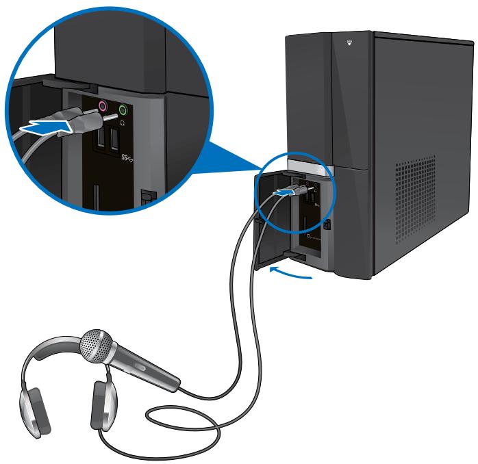 ASUS ESSENTIO CP6230-FR001S - Koptelefoo en mic aansluiten - 1