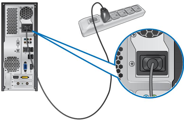 ASUS ESSENTIO CP6230-FR001S - Conexión del cable de alimentación - 1