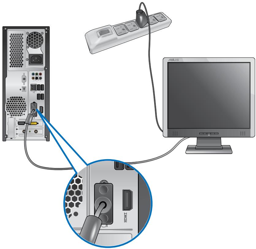 ASUS ESSENTIO CP6230-FR001S - Para ligar um monitor externo'utilizando as portas de saía de monitor incorporadas: - 1