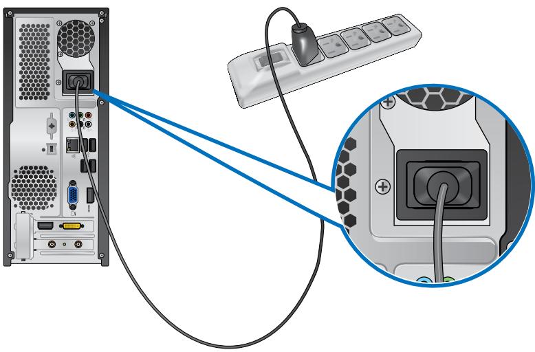 ASUS ESSENTIO CP6230-FR001S - Connessione del cavo di alimentazione - 1