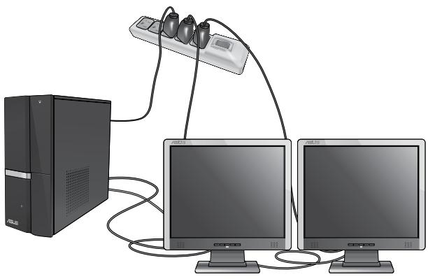 ASUS ESSENTIO CP6230-FR001S - Pour configurer plusieurs affichages : - 1