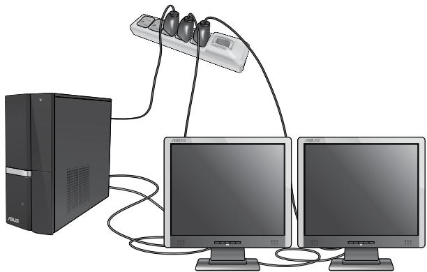 ASUS ESSENTIO CP6230-FR001S - Per impostare la configurazione multischermo: - 1