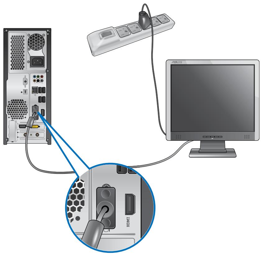 ASUS ESSENTIO CP6230-FR001S - Ga als volgt te werk om een externe monitor via de onboard display-uitvoerpoorten aan te sluiten: - 1