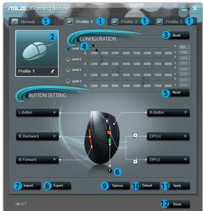 ASUS GX950,  GX950 - Meniul principal - 1