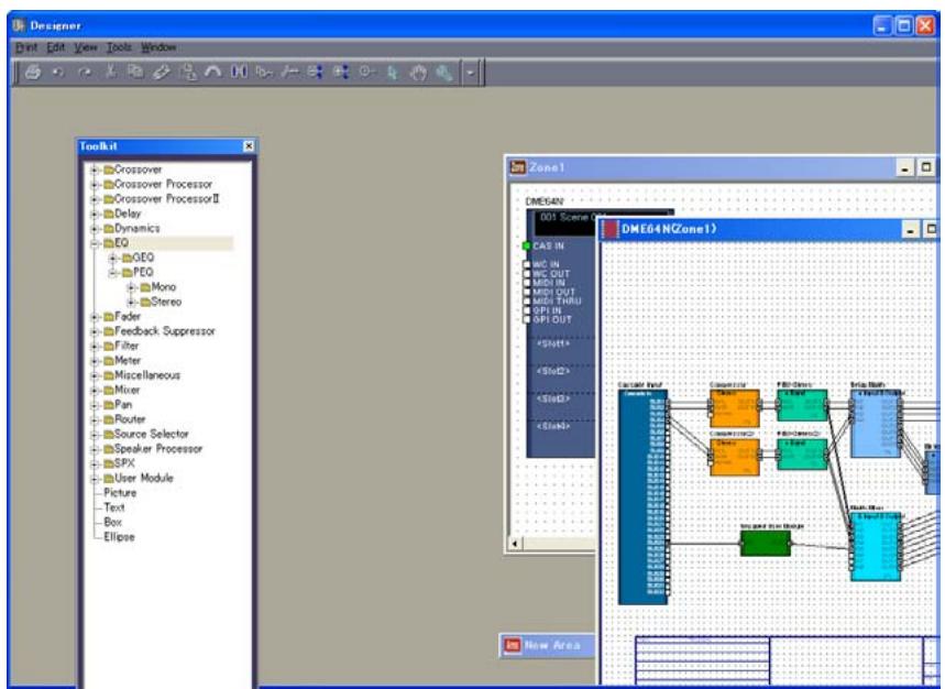 YAMAHA DMEDESIGNER - Déplacement de la fenêtre toolkit - 1