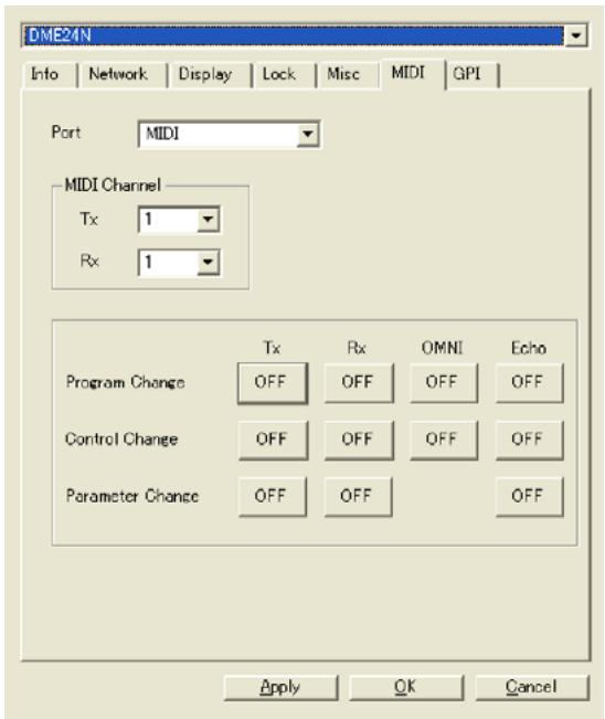 YAMAHA DMEDESIGNER - Onglet MIDI - 1