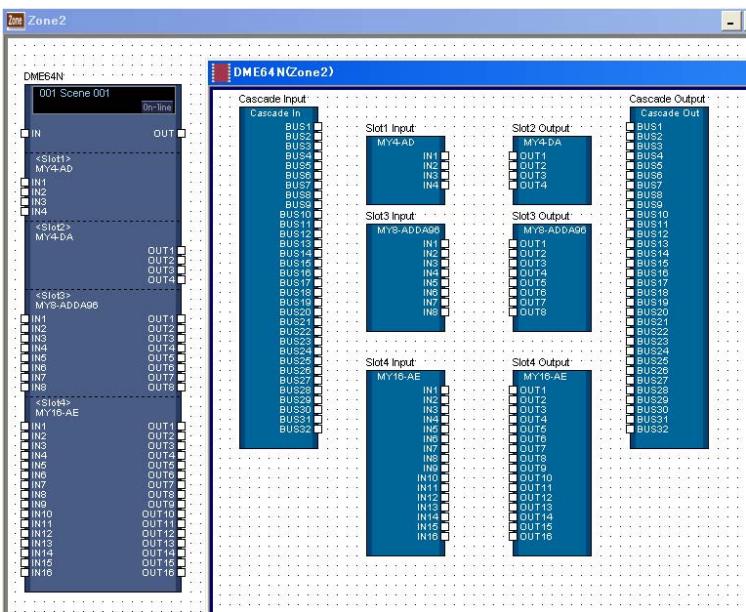 YAMAHA DMEDESIGNER - Lorsque le réglage cascade de DME64N est activé (on) - 2