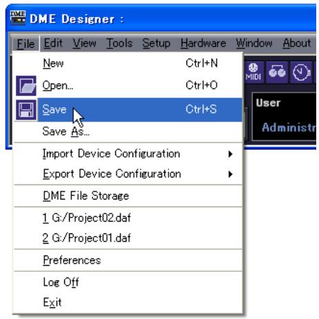 YAMAHA DMEDESIGNER - Enregistrement des fichiers de projet - 1